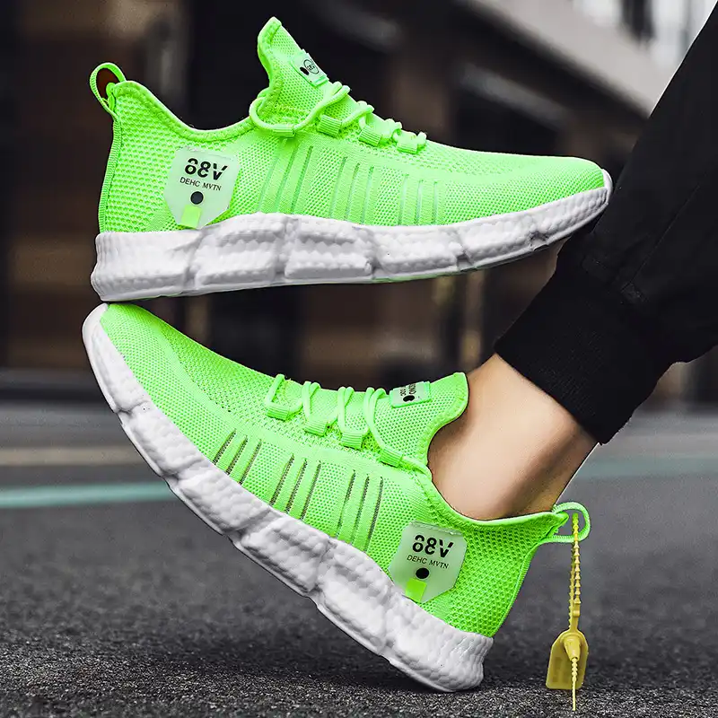 sneakers with green tag