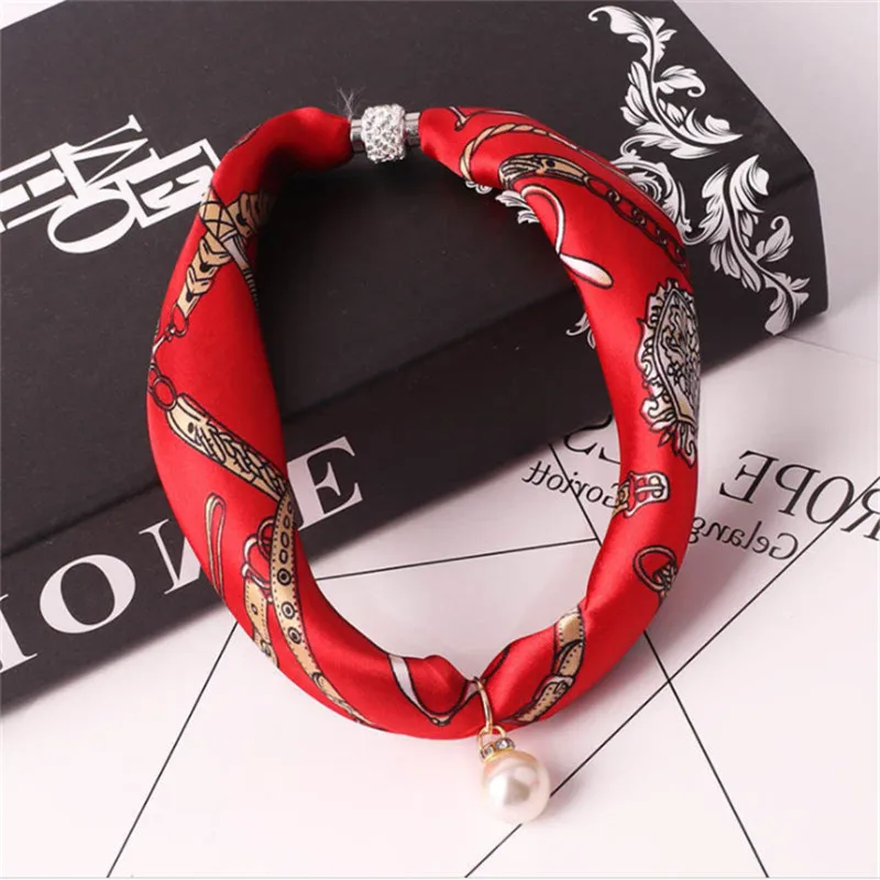 Дизайн Роскошный шелковый шарф подходит ко всему жемчужное ожерелье для женщин шейный платок Элегантный Модный женский Магнитный шарф BC01