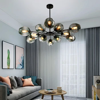 

Modern Glass LED Chandelier Lustre Lighting Dinning Bed Room Bedroom Ball Chandeliers Kitchen Fixtures Luminaire Hanging Lamp