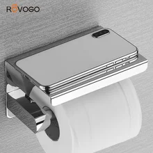 ROVOGO SUS 304 Stainless Steel Toilet Paper Holder with Phone Shelf, Bathroom Tissue Holder Toilet Paper Roll Holder