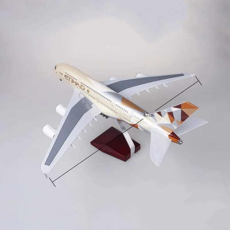 

1/160 Scale ETIHAD Airways Airplane Model Airbus A380 ETIHAD Model With Light Wheel Diecast Plastic Resin Plane Children Gift
