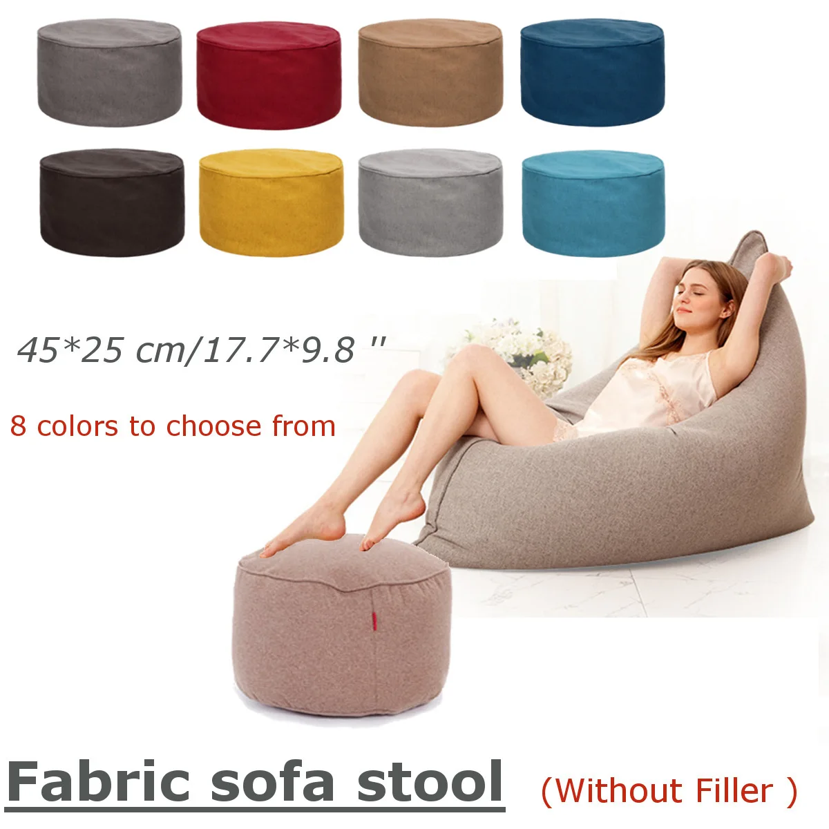 

8 colors Cotton stool Cover home sofa round Footstool Soft Bean Bags Sofa Lounger Washable Without Filler for living room table