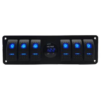 

HOT Universal Car RV Ship Combination Switch Switch Panel with 6-Position Switch and Waterproof Voltage Digital Display