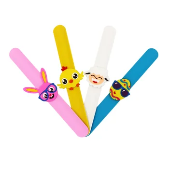 

4PCS Easter Slap Bracelet Cartoon Chick Easter Egg Slap Bracelet Funny Silicone Slap Bracelet Creative Easter Slap Wrist Bands f