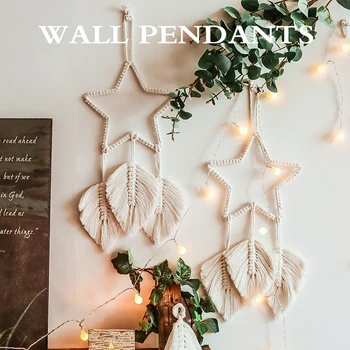 

Bohemian Dream Catcher Star Handwoven Tapestry Wall Hanging Perfect Ornament for Bedroom Living Room Home Decor 48cm