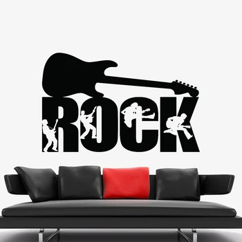 

Rock Music Silhouette Wall Stickers Guitar Guitarist Transfer Musician Boys Bedroom Decor Vinyl Wall Decal Music Room Mural Z424