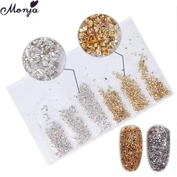 

Monja 6 Grids/Pack Multi-size Gold Silver Irregular Nail Art Flakes Accessories 3D Charm Sequins Fragments Manicure Decorations