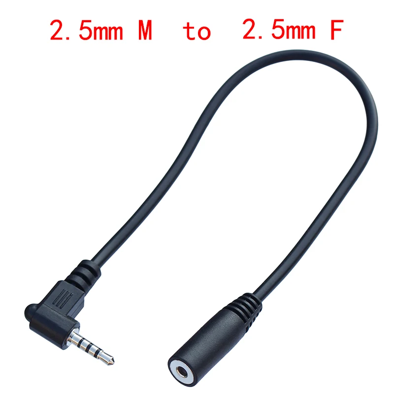 4 Pole Stereo 2.5mm Male to 2.5mm  Female Jack 90 Right Angled Male To Female Audio Adaptor  Cable