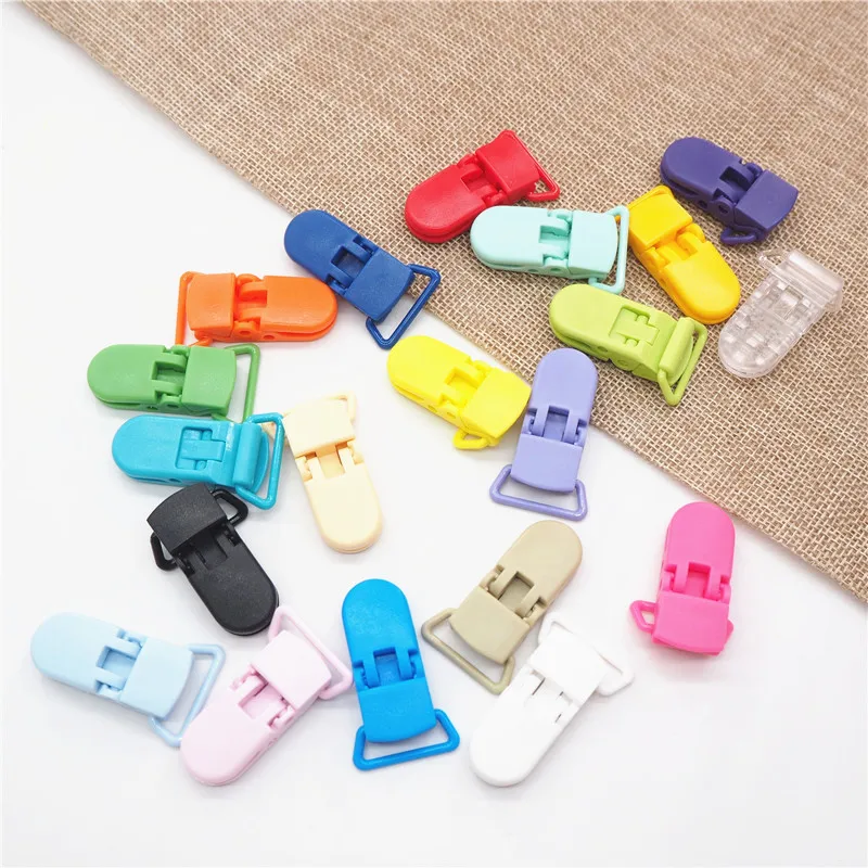 

Chenkai 40pcs Hot D shape Kam Plastic Suspender Pacifier Dummy Soother Chain Holder Clips for 20mm ribbon