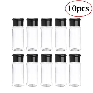 10Pcs Spice Jar Plastic Salt Pepper Seasoning Jar Kitchen Storing Container Barbecue Condiment Bottles Cruet with Sifter Lid