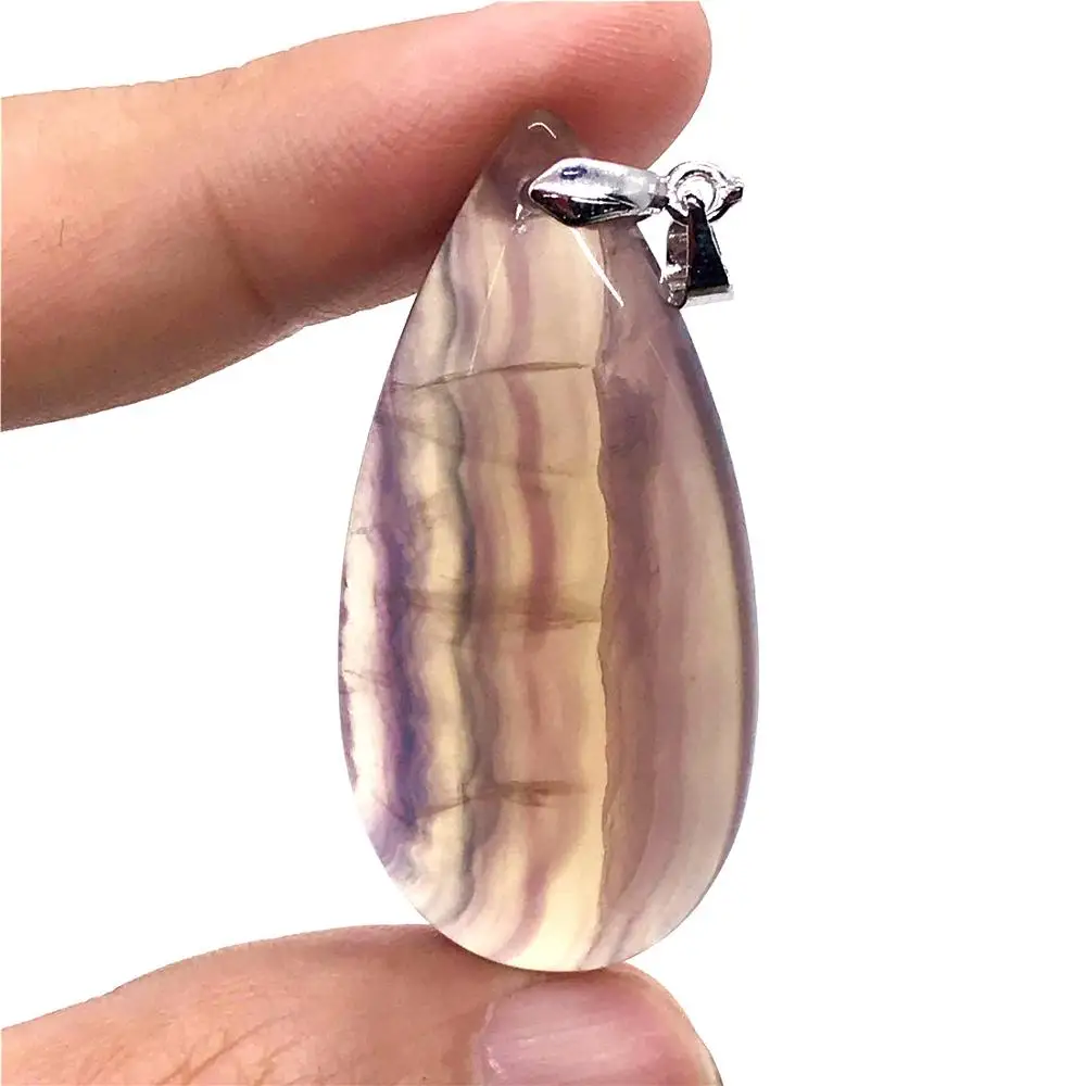 

Natural Colorful Fluorite Pendant For Woman Man Clear Crystal 49x26x16mm Water Drop Beads Rainbow Gemstone Fashion Jewelry AAAAA