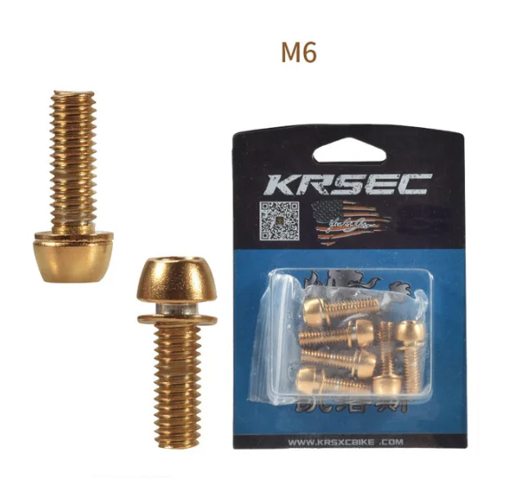 KRSCT 6 шт. руля велосипеда титановые покрытые винты болты с Wache M5* 18 мм M6* 18 мм для MTB шоссейного велосипеда кронштейн руля велосипеда руль