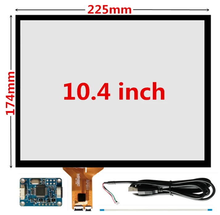 

10.4 Inch 225mm*174mm Raspberry Pi Industrial Equipment Capacitive Digitizer Touch Screen Panel Glass USB Driver Board