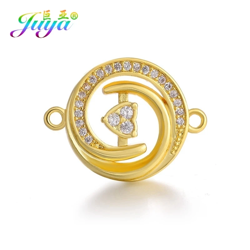 Juya DIY аксессуары для изготовления ювелирных изделий микро Pave циркон цветок звезда подвески-соединители для браслетов серьги аппаратный материал - Цвет: Gold