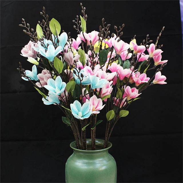 1pc Artificial Magnolia Flowers, Plastic Fake Flower Stems, Suitable For  Wedding, Party, Festival Decoration