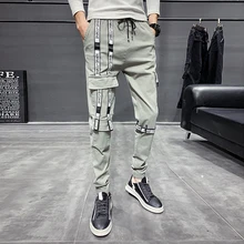 HCXY, зимние и осенние мужские брюки, утолщенные тонкие повседневные брюки, трендовые брюки, мужские комбинезоны