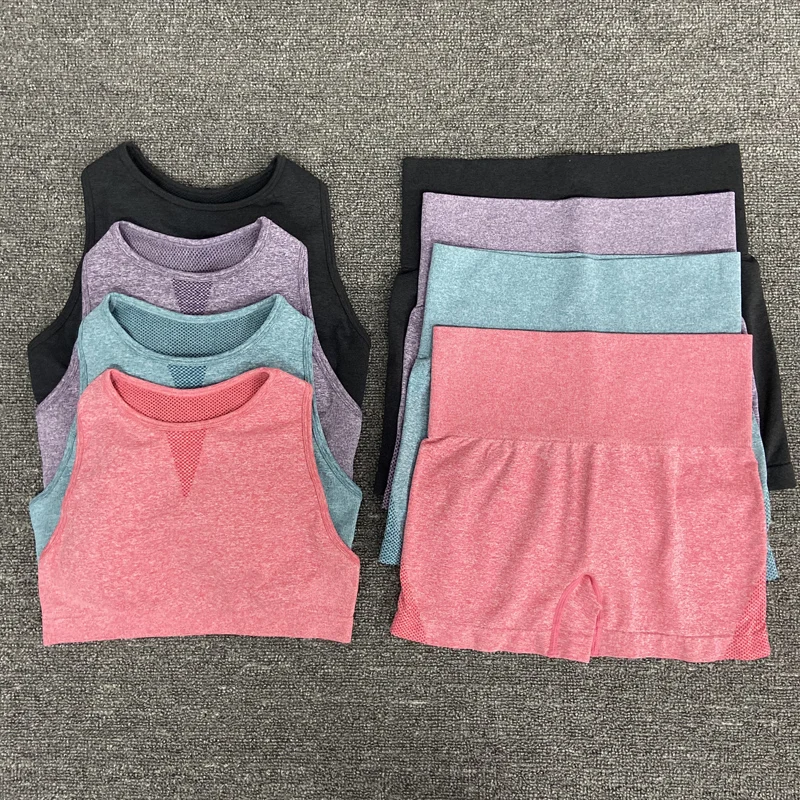 

Yoga Set Fitness Set Sport Suits Gym Vest Fitness Sports Bra Seamless Shorts Yoga Suit Female Workout Shirts Bra Sports Set