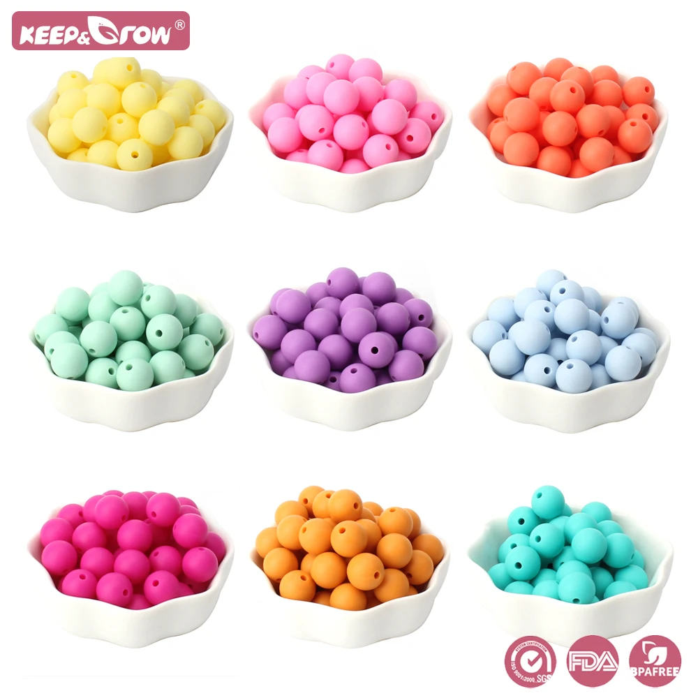 Keep&Grow 9MM 50Pcs Silicone Beads Baby Teether Round Beads BPA Free Pacifier Teething Necklace Baby Care Accessories Toys