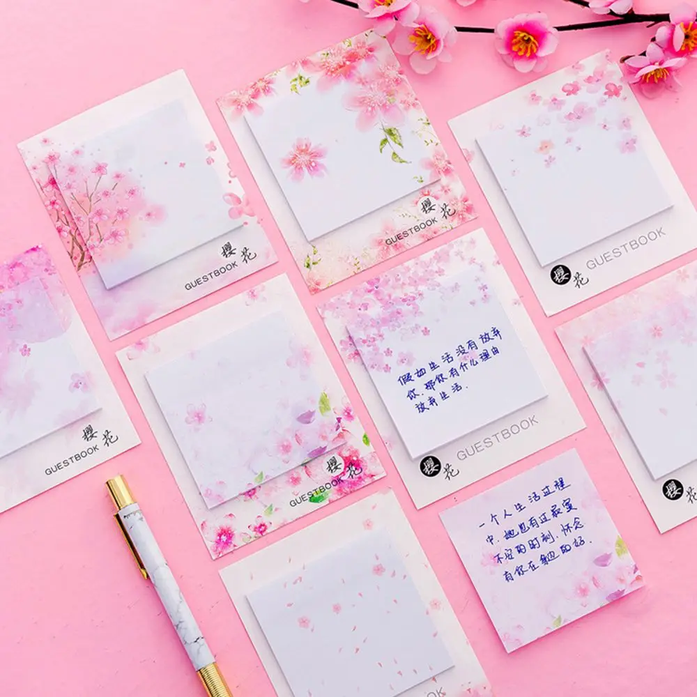 

Japanese Sakura Self Stick Notes Self-adhesive Sticky Note Cute Notepads Posted Writing Pads Stickers Paper Gifts for Kids