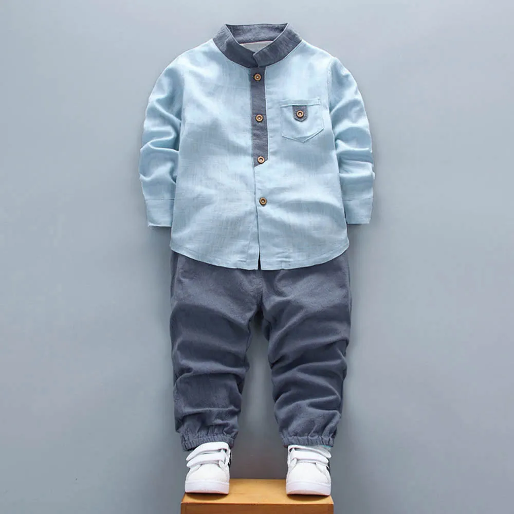 2pcs Toddler Baby Boys Kids Shirt Tops+Long Pants Clothes Gentleman Outfits Set roupa infantil vetement enfant fille W1114