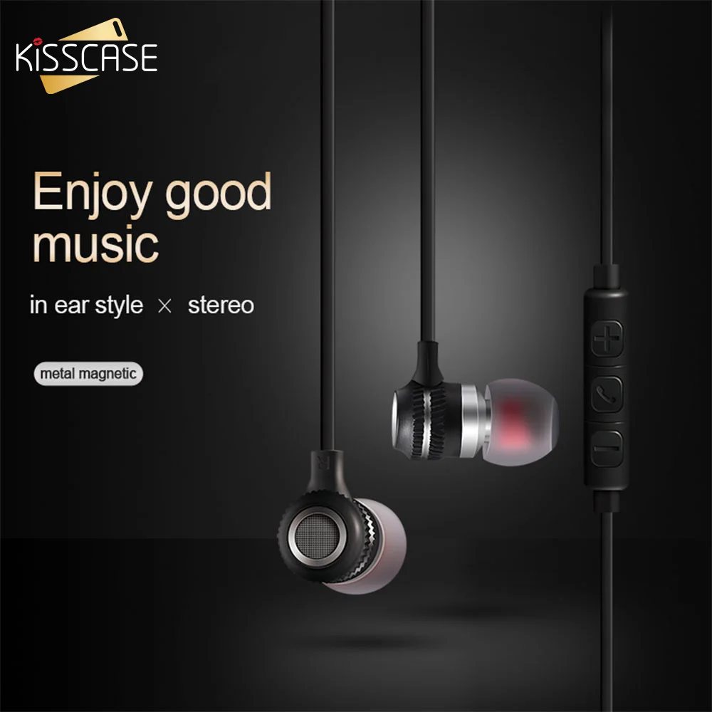 Magnetic 3D Stereo Sound Wired Earphone With Dual Microphone Headsets Handsfree Sports Gaming Earbud 3 5mm Mini In Ear Earphones