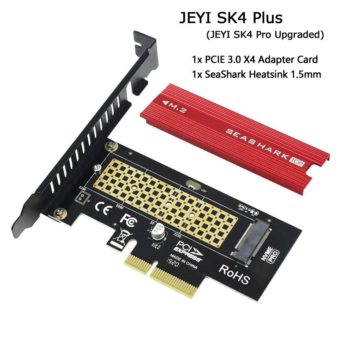 JEYI SK4 Plus M.2 NVMe SSD для PCIE 3,0X4 адаптер карта M ключ для 2230 2242 2260 2280 SSD PCI-e X8 X16 радиатор охлаждения sehark - Цвет: Красный