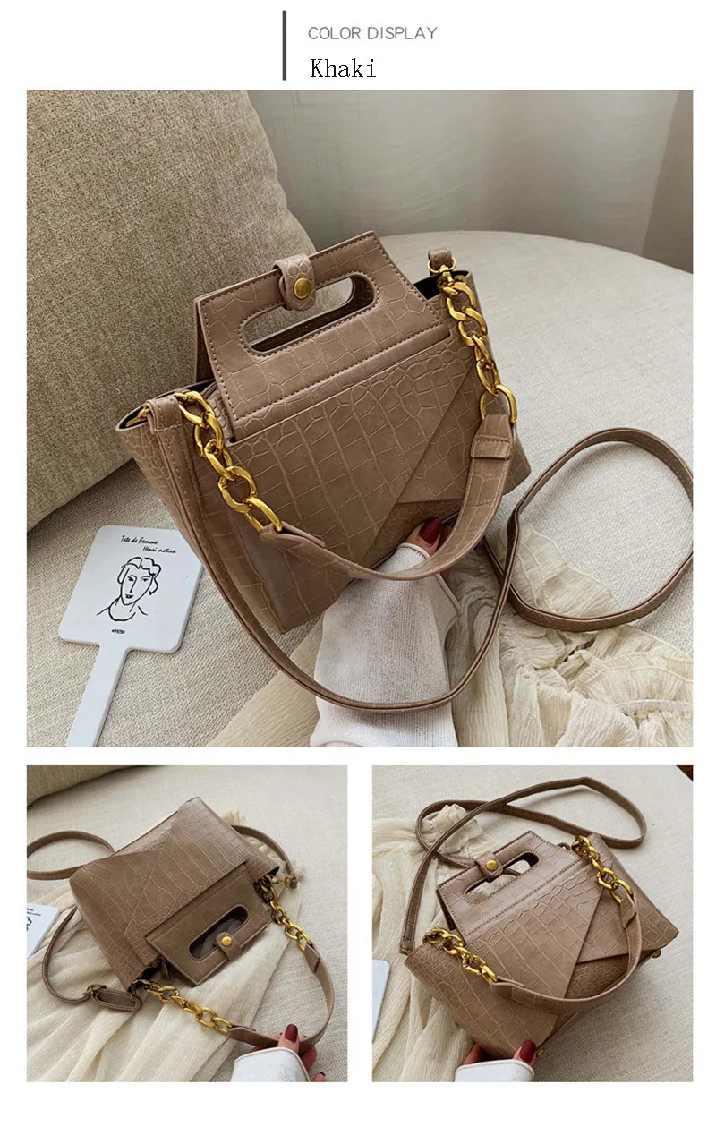Women Bags Fashion Baguette Hand Bags Quality Luxury Handbags Leather Chain Shoulder Bags Crocodile Pattern Totes Bolsas