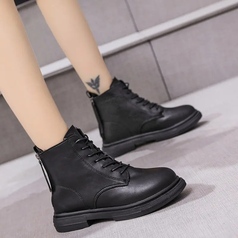 

Thick-soled Women's Ankle Boots Plus velvet warm Women's Boots Bottes en cuir pour femmes Genuine Leather Party Shoes Women 225