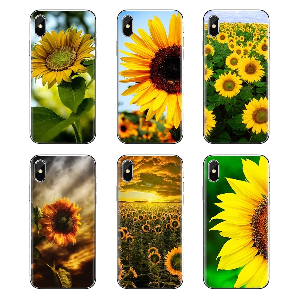 For iPod Touch Apple iPhone 4 4S 5 5S SE 5C 6 6S 7 8 X XR XS Plus MAX Soft Transparent Shell Covers Sunflower |