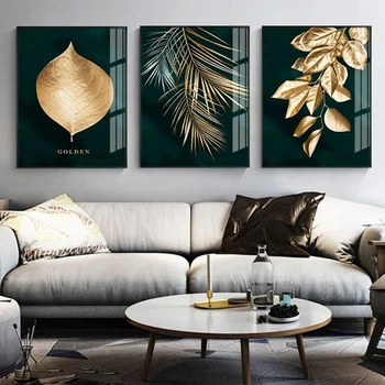 

Modern Art Golden Plant Leaves Picture Nordic Poster Canvas Painting Prints Wall Art Cuadros for Living Room Decoration