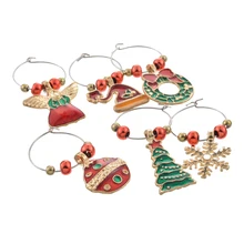 Рождественский семейный декоративный бокал для вина кольцо Рождественский тост декоративный бокал для вина кулон