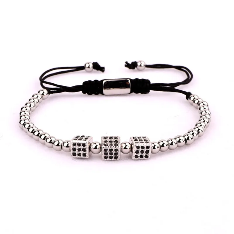 Luxury Men Bracelet Set Stainless Steel Nail Bangle CZ Pave Brass Adjustable Bracelet Bangle For Men - Image 4