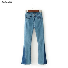 Джинсы женские Джинсы, уличная одежда, синие расклешенные джинсы в Корейском стиле, женские обтягивающие винтажные штаны со средней талией, осенние зимние джинсы для женщин