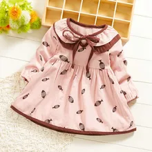 Модные Детские платья для девочек; платье принцессы с бантом и воротником «Питер Пэн» для маленьких девочек повседневная одежда vestidos с длинными рукавами;@ 45