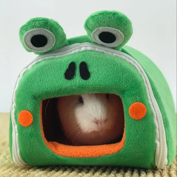 

Cartoon Frog Hamster House Winter Warm Hamster House Bed Folding Cute Pet Rabbit Hamster Cages for Rat Squirrel Guinea Pig