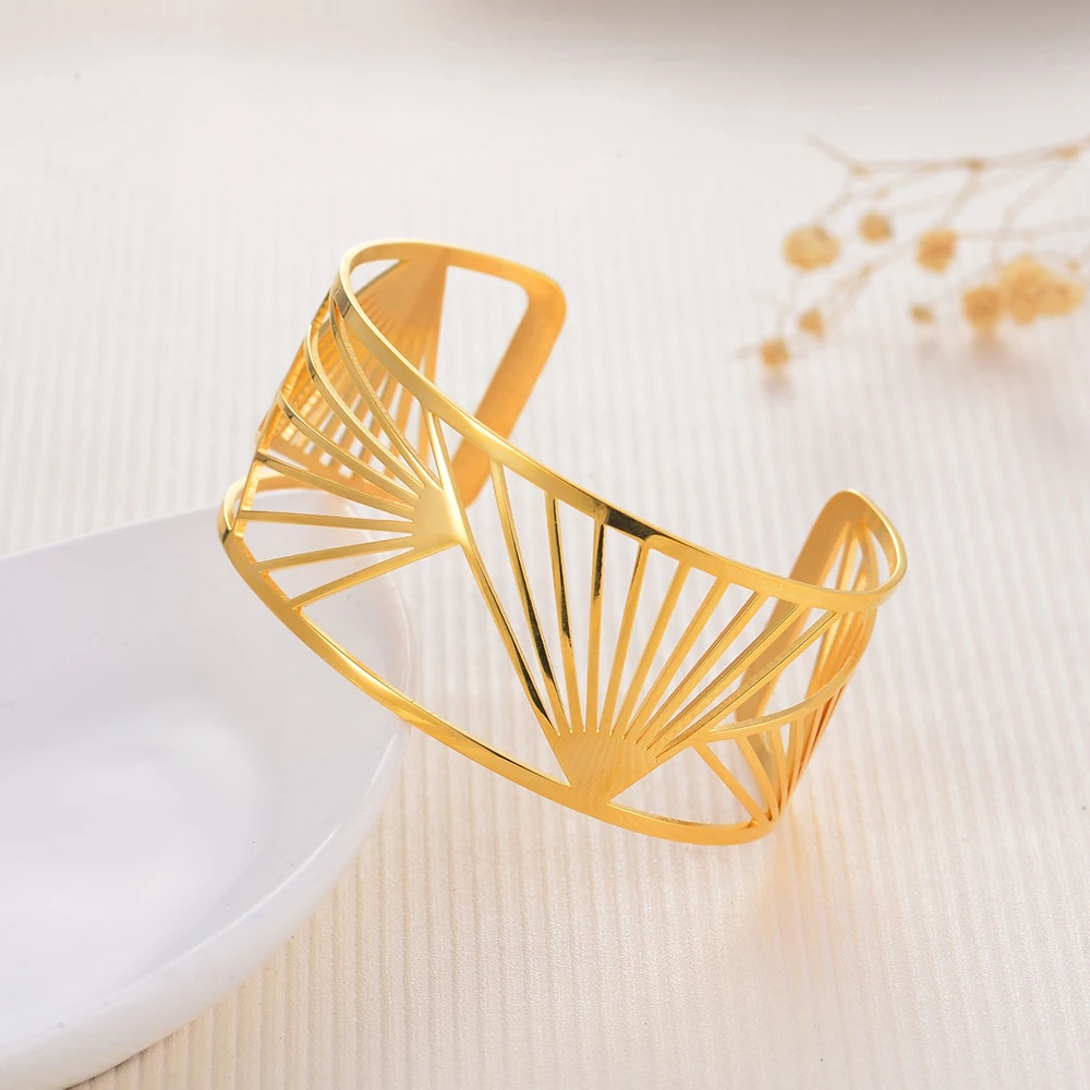 SDA New Arrival Adjustable Size Fashion Bangles for Women Colorful Geometric Building Stainless Steel