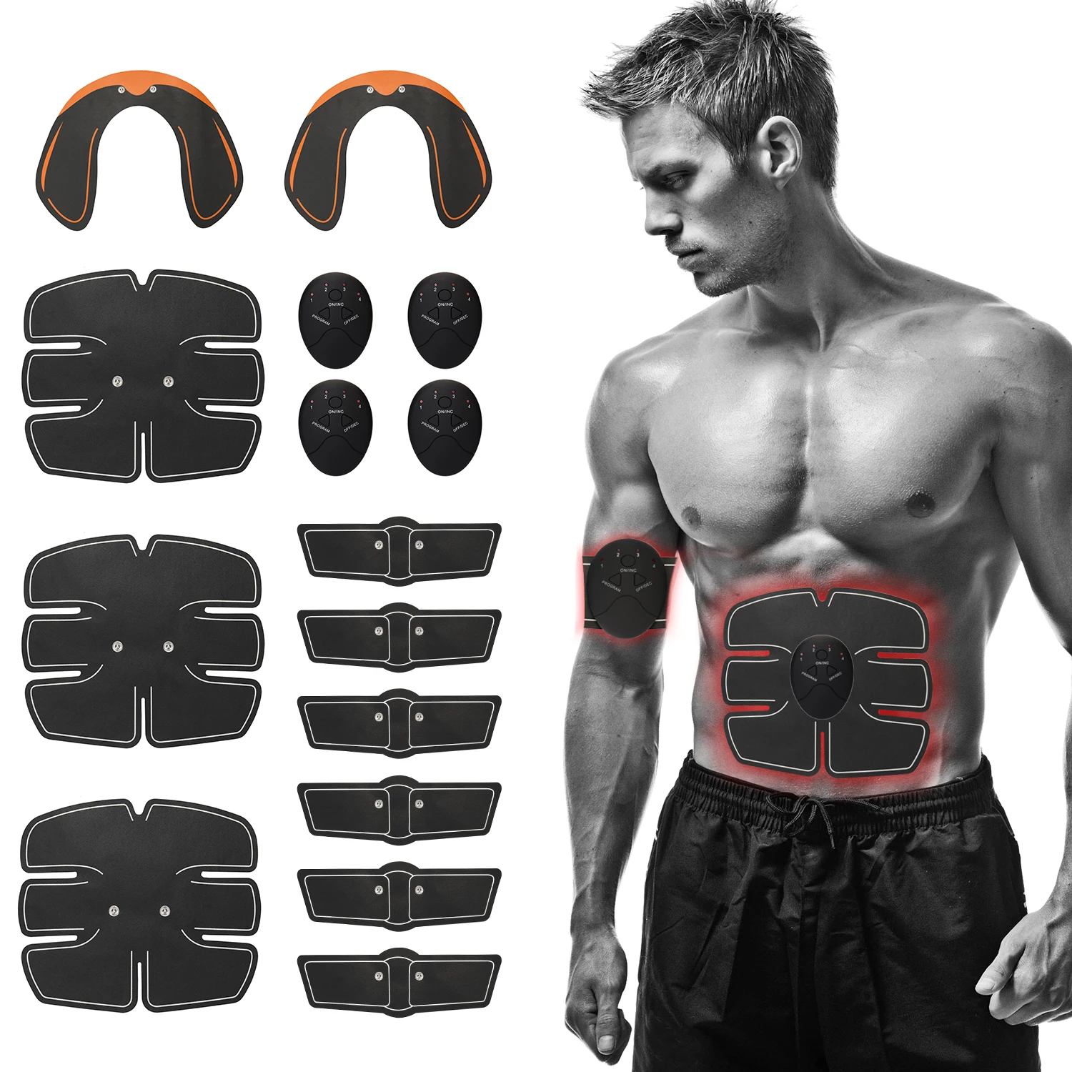 EMS Muscle Abs Stimulator Abdominal Fitness Training Electric Body Belt Sticker 
