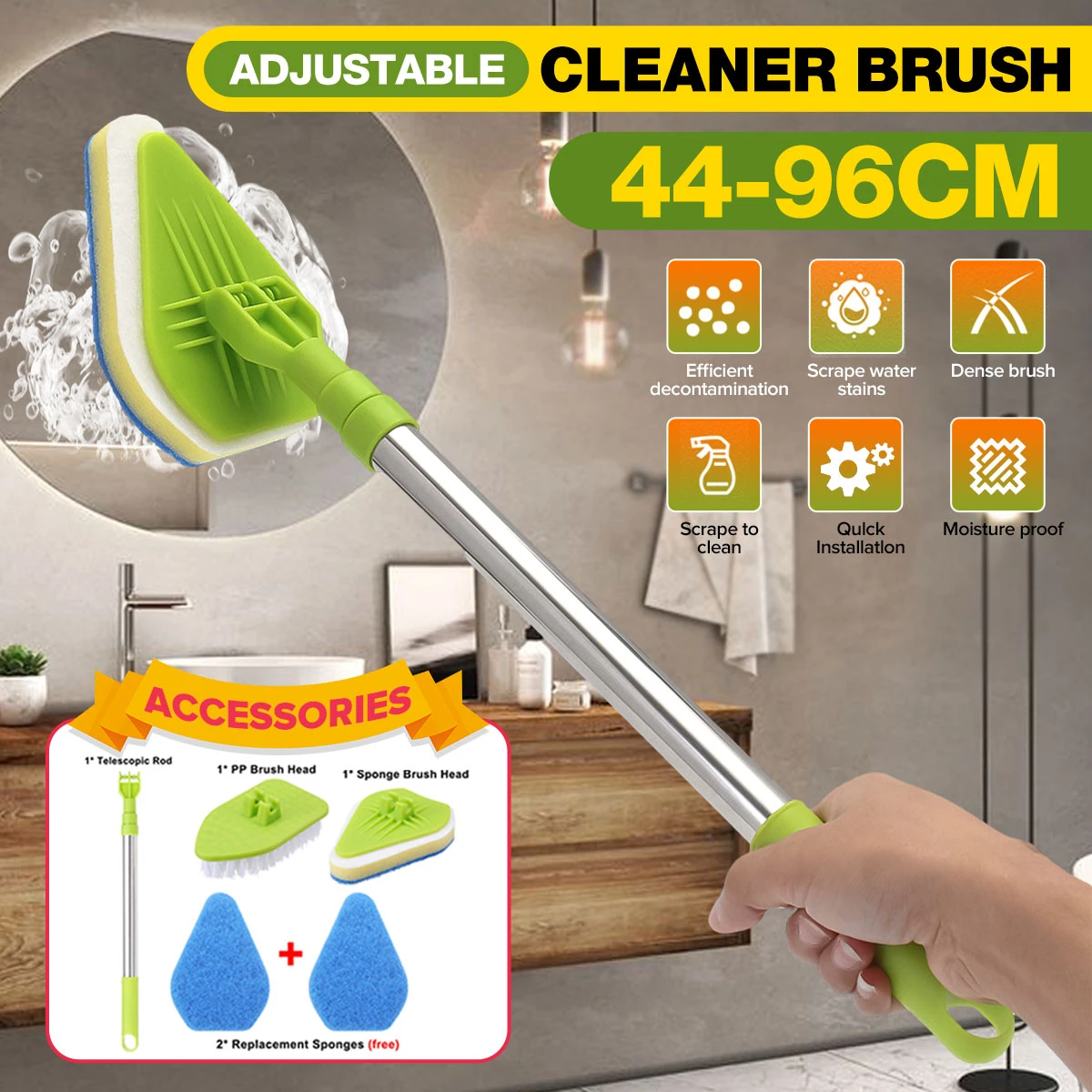 Cleaning Brush Set Bathroom Bathtub Home Clean Tool Long Handle