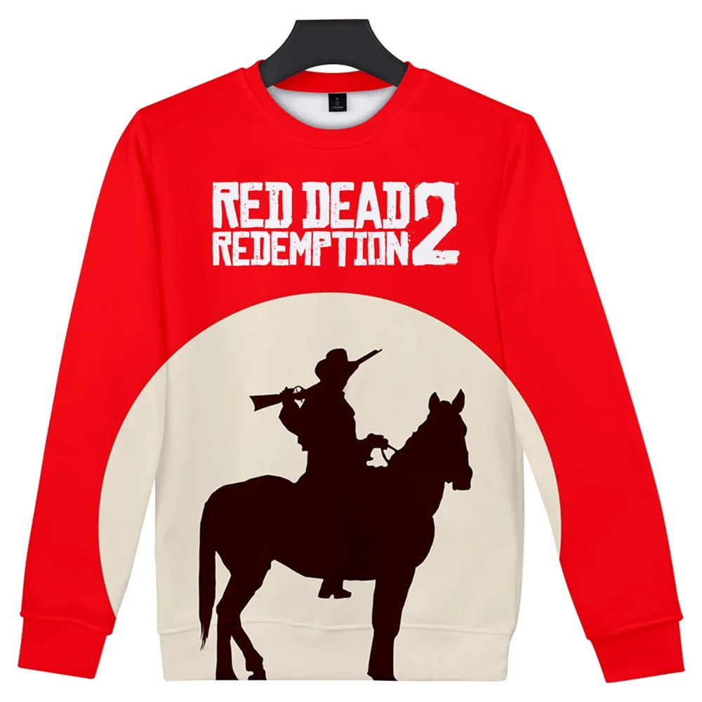 Красная толстовка с капюшоном принтом Dead Redemption модная унисекс Game Red логотипом