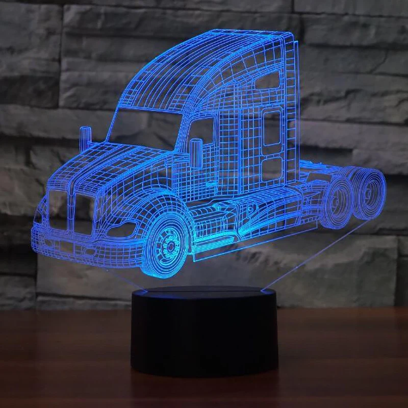 Контейнеровоз 3D светодиодный светильник 7 цветов сенсорный пульт дистанционного управления Usb настольная лампа Lampara лампа пожарная машина грузовик инженерный автомобиль - Испускаемый цвет: 7 Colors Changable