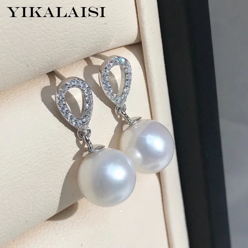 

YIKALAISI 925 Sterling Silver Earrings Jewelry For Women 9-10mm Round Natural Freshwater Pearl Earrings Simple Style Wholesales