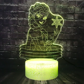 

Moon Lava LED Elsa Star Crack Base 7 Color Change 3D Visual Acrylic Table Night Light Kids Room Sleep Decor Lamp Holiday Gift