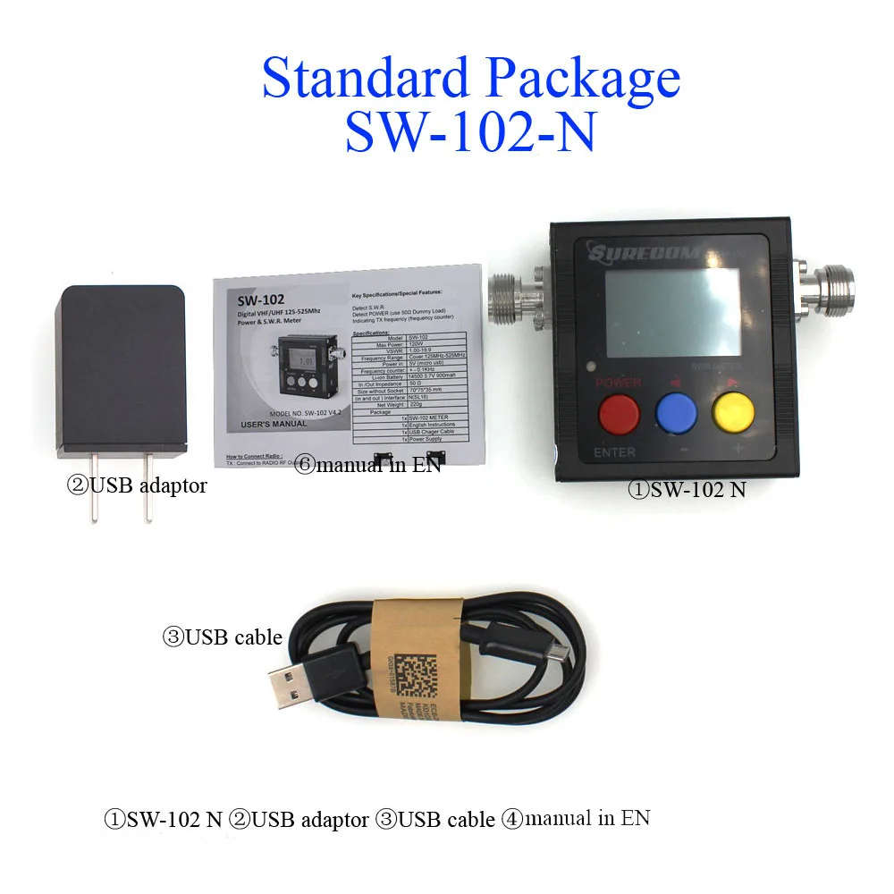 Nouveau compteur de SW-102 SURECOM 125-520 Mhz puissance VHF/UHF numérique et compteur SWR SW102 pour radio bidirectionnelle