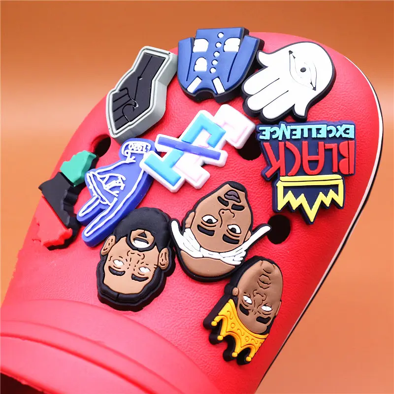 Crock Charms Accessories Custom Cartoon Cute PVC Shoe Croc Buttons Sandals Charms Black Lives Dope Father Portrait Free Shipping