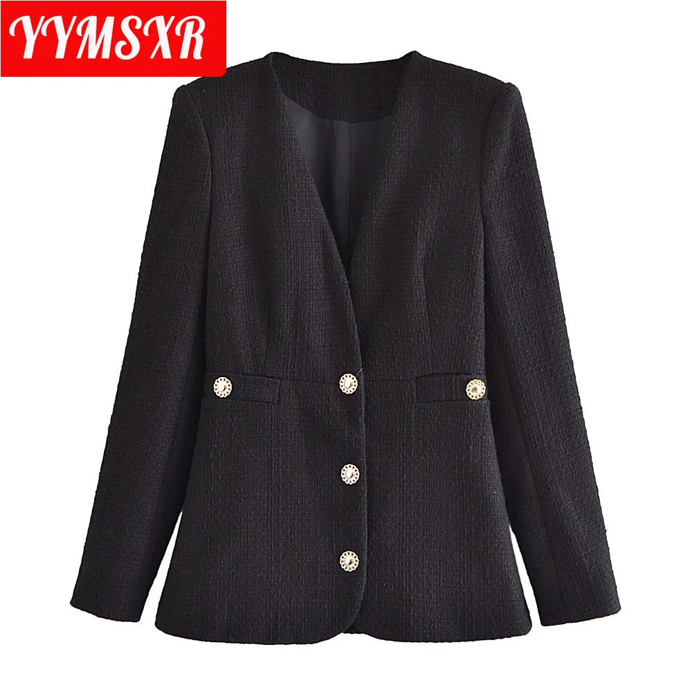 Women Suit Jacket Female 2021 Autumn and Winter New V-neck Solid Color All-match Blouse Elegant Fashion Loose Casual Clothes | Женская