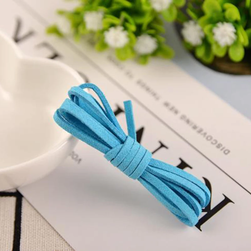 1M Faux Leather Cord Suede Thong Lace Flat Rope Thread String DIY Material