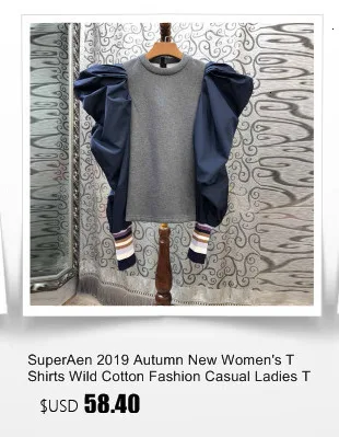 SuperAen/осень, новые женские футболки, модные повседневные женские футболки из хлопка с круглым вырезом и длинными рукавами, женские топы