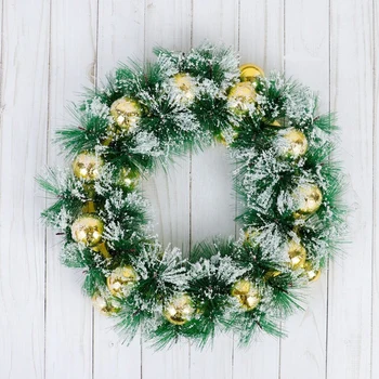 

New Year's wreath d-30 cm "Golden balls in hoarfrost" 4322936