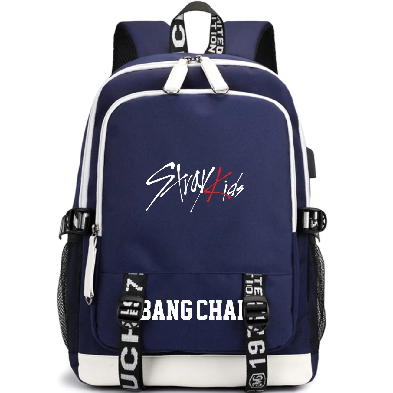BangChan Black Модный Kpop рюкзак высокого качества Многофункциональный USB наушники с зарядным устройством Джек рюкзак большой емкости Kpop школьный - Цвет: BangChan Black
