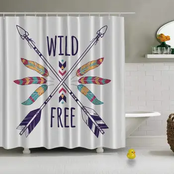 

Vector Colorful Crossed Ethnic Arrows Vector Shower Curtain for Guest Suite,72''L x 72''W